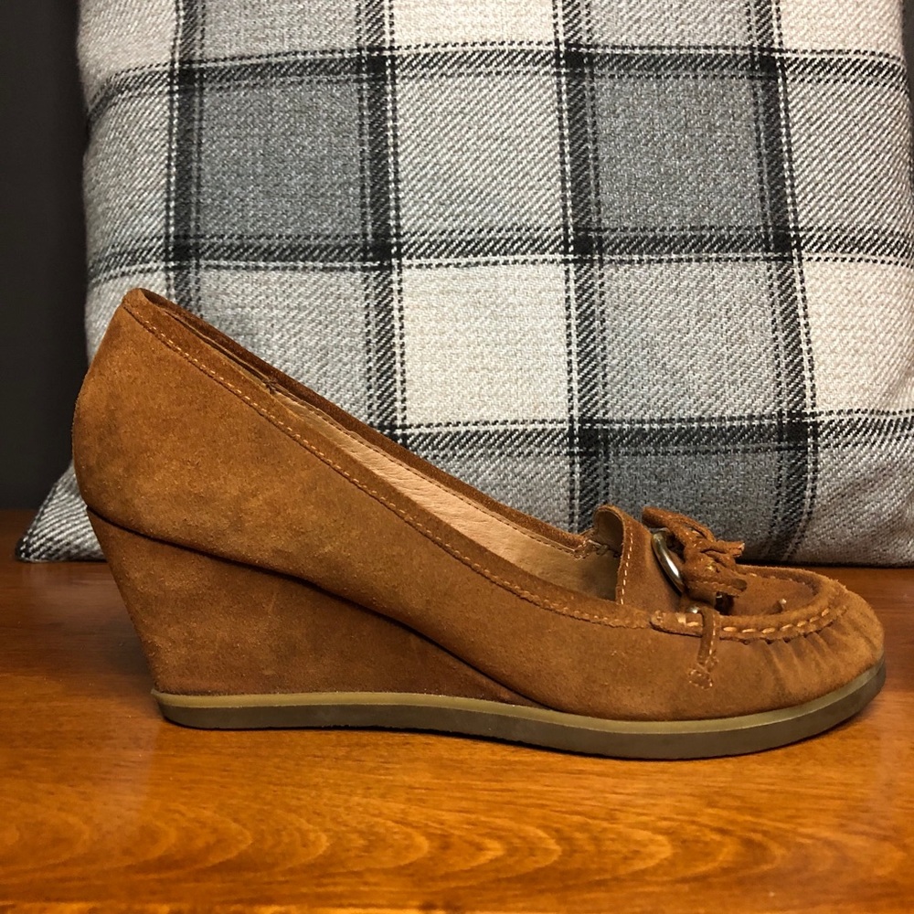 Aldo real suede brown (cognac) wedge high heels